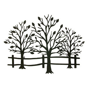 Autronic Nástěnná kovová dekorace - stromy, barva černá matná
