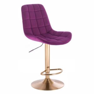 Barová židle PARIS VELUR na zlatém talíři - fuchsie