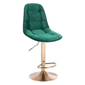 Barová židle SAMSON VELUR na zlatém talíři - zelená