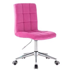 Židle TOLEDO VELUR na stříbrné podstavě s kolečky - růžová