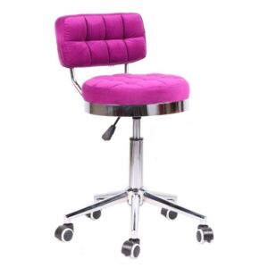 Židle VIGO VELUR na stříbrné základně s kolečky - tmavě růžová