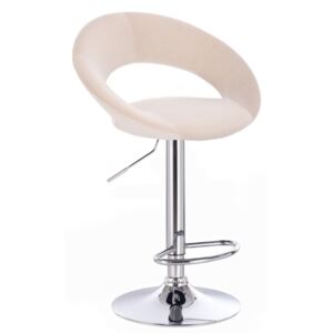 Barová židle NAPOLI VELUR na stříbrném talíři - krémová