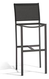 Manutti Hliníková barová židle vyšší Latona, Manutti, výška sedu 80 cm, 43x53x113 cm, rám hliník šedočerná lava, výplet Batyline hnědá mocca