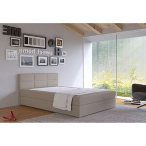 Americká postel boxspring CS89011, s matrací a úložným prostorem, béžová látka, 120x200 cm