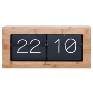 Nástěnné i stolní překlápěcí hodiny - Karlsson XL Boxed Flip Bamboo, 37x17,5 cm