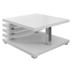 Konferenční stolek 60x60 cm s odkládacím prostorem v bílém lesku KN1098