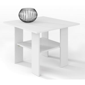 Konferenční stolek 65x65 cm v bílé barvě s odkládací poličkou typ H50 KN835