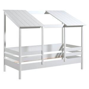 Bílá dřevěná dětská postel Vipack Housebed 90 x 200 cm s otevřenou střechou II