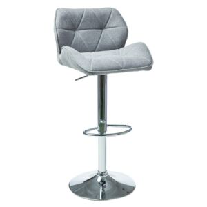 Barová židle ve světle šedé barvě na kovové konstrukci KN1054