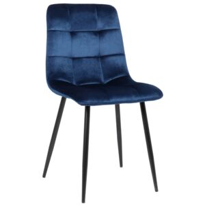 Jídelní židle Tilde ~ samet, kovové nohy černé Barva Modrá