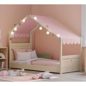 Čilek Dětská postel se stříškou 90x200 cm Montes Natural růžová