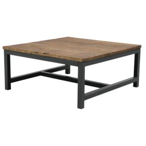 Konferenční stolek s dřevěnou deskou 90x90 cm s černou kovovou podnoží DO204