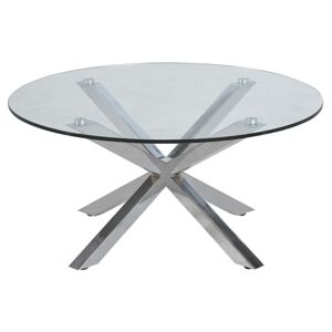 Kulatý konferenční stolek 82 cm se skleněnou deskou a netradiční kovovou podnoží DO235