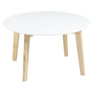 Kulatý konferenční stolek 80 cm v bílé matné barvě na dřevěné konstrukci DO041