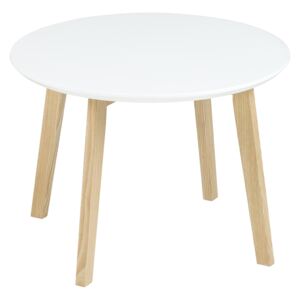 Kulatý konferenční stolek 50 cm v bílé matné barvě na dřevěné konstrukci DO041