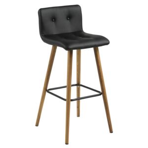 Barová židle Fredy (SET 2 ks), černá kůže
