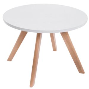 Kulatý konferenční stolek 60 cm v bílé matné barvě na dřevěné konstrukci DO034