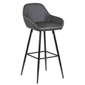 Pohodlná barová židle s čalouněním z ekokůže v šedé barvě s černou podnoží SET 2 ks DO172