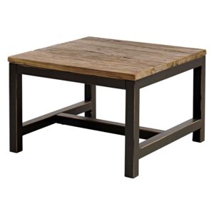 Konferenční stolek s dřevěnou deskou 60x60 cm s černou kovovou podnoží DO204