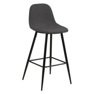 Barová židle čalouněná látkou v šedé barvě s černou podnoží SET 2 ks DO182