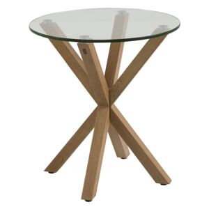 Kulatý konferenční stolek 50 cm se skleněnou deskou a netradiční podnoží DO235