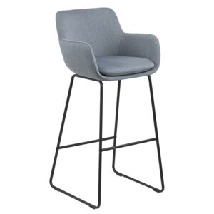 Barová židle v barvě dusty blue na černé podnoži SET 2 ks DO178
