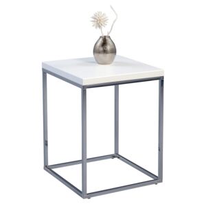 Odkládací stolek Olaf, 40 cm, bílá/chrom