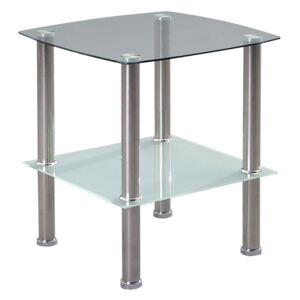 Odkládací stolek Zoom, 45 cm, čiré/pískované sklo