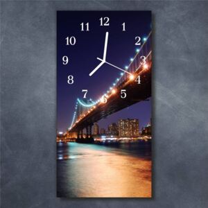 E-shop24, 60x30 cm, Hnn8201885 Nástěnné hodiny obrazové na skle - Most