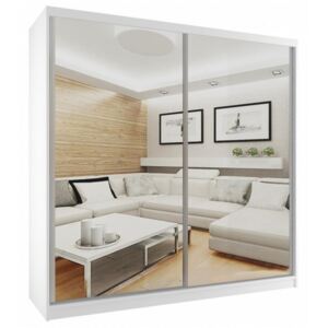 Luxusní šatní skříň s posuvnými dveřmi a zrcadlem v různých kombinacích šířka 200 cm bílý korpus 103