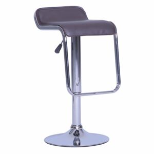 Barová židle v hnědé ekokůži s nápaditým řešením opěrky nohou TK227