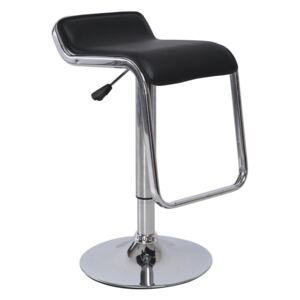 Barová židle v černé ekokůži s nápaditým řešením opěrky nohou TK227