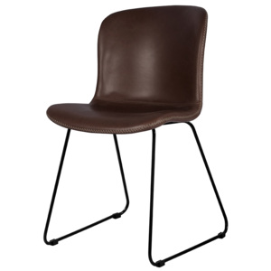 Jídelní židle s čalouněním z ekokůže v tmavě hnědé barvě s kovovou podnoží SET 2 ks DO169