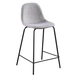 Barová židle čalouněná světle šedá látka podnož kov černá TK3178