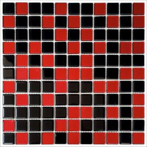 Mozaika obklad černá tmavě červená Black dark red 300x300x4mm