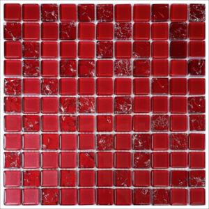 Obklad mozaika Crackle tmavě červená mix Dark red mix 300x300x6mm