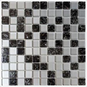 Obklad mozaika Crackle stříbrná černá mix Silver Black mix 300x300x6mm