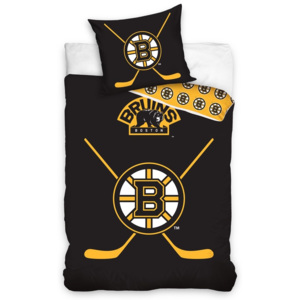 TipTrade Bavlněné svíticí povlečení NHL Boston Bruins, 140 x 200 cm, 70 x 90 cm