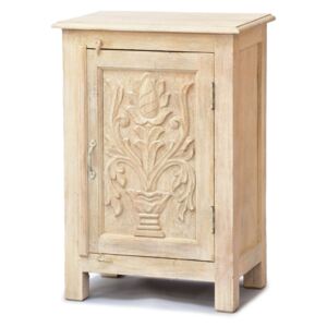 Noční stolek vyrobený z mangového dřeva, ručně vyřezávaný, 54x33x74cm