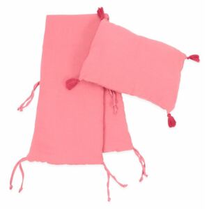 Cigit mantinel do postýlky mušelínový a luxusní polštář růžová 32X145 cm