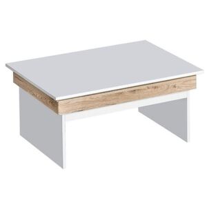 Konferenční stolek Norman NR06, Barva: bílá + bílá lesk + dub světlý