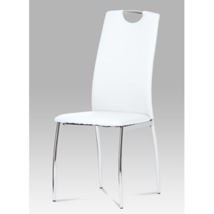 Autronic Jídelní židle koženka bílá / chrom DCL-419 WT