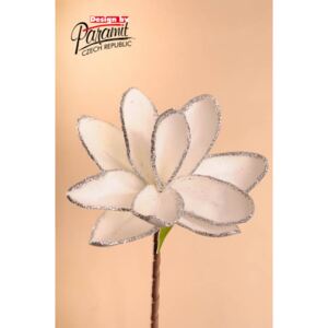 Paramit Aranžovací květina bílá- stříbrné glitry