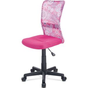 Kancelářská židle, růžová mesh, plastový kříž, síťovina motiv KA-2325 PINK Art