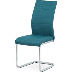 Jídelní židle, modrá látka, kov chrom DCH-455 BLUE2 Art