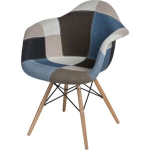 Mørtens Furniture Jídelní židle s dřevěnou podnoží Blom patchwork, modrá Barva: vícebarevná