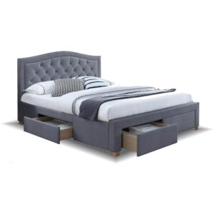 Čalouněná postel CS11012, velvet šedá látka, 160x200 cm