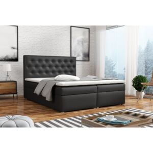 Americká postel boxspring CS34015, s matrací a úložným prostorem, černá ekokůže, 160x200 cm