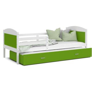 Dětská postel s přistýlkou MATTEO 2 - 200x90 cm - zeleno-bílá