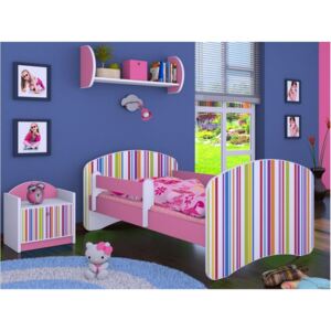 Dětská postel bez šuplíku 160x80cm PROUŽKY - růžová